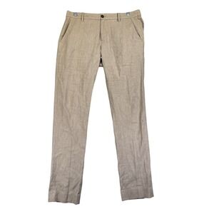 Fairlane‎ Linen Blend Dress Pants Men's 34x32 Beige Flat Front